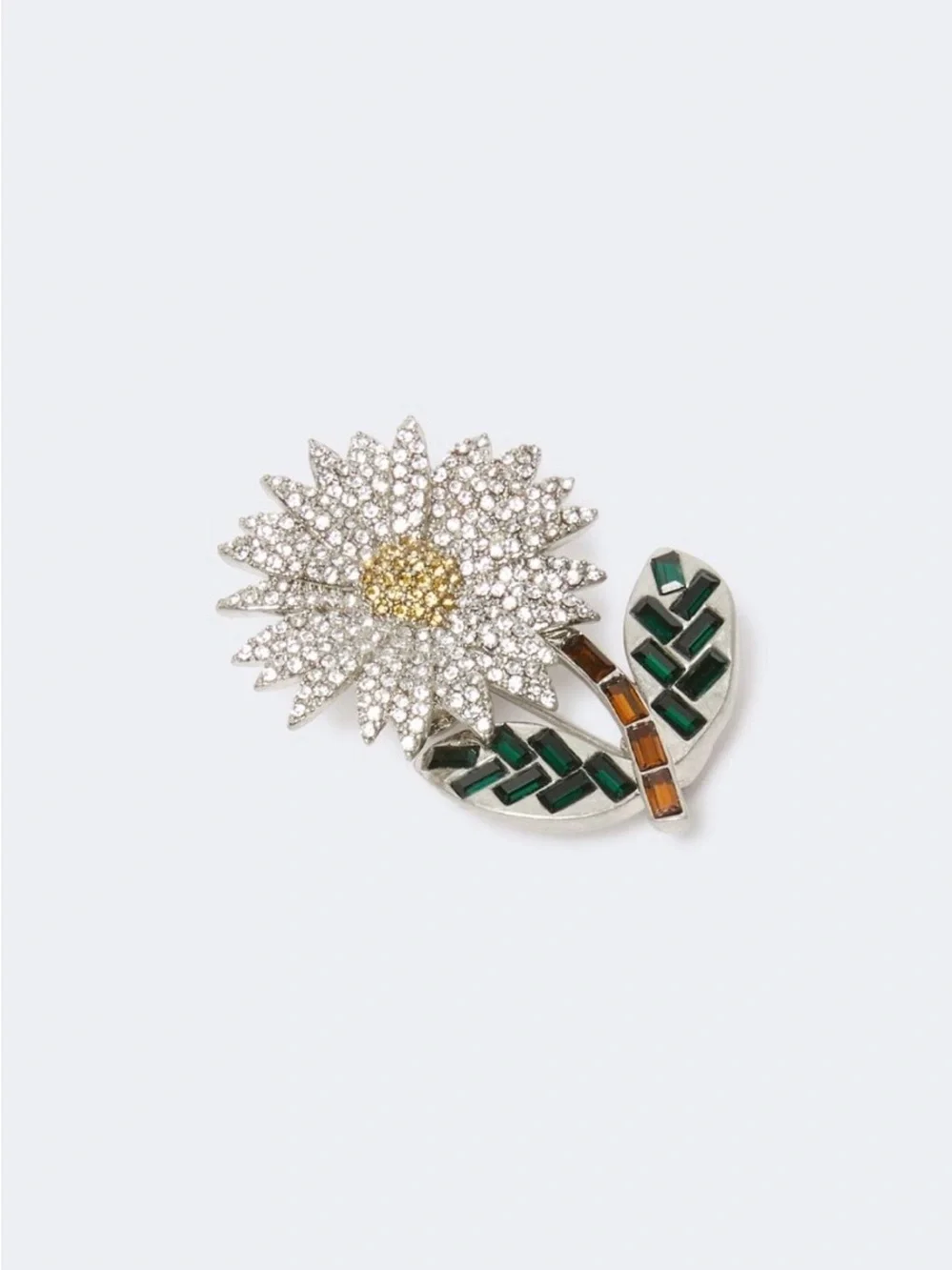 MaxMara Crystal Daisy Brooch - White, Yellow, Green